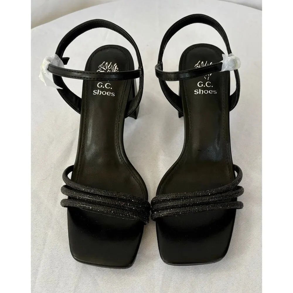 GC Shoes Women's Tyra Embellished Block Heel Dress Sandals Size 9.5 Black NWT - Picture 3 of 4